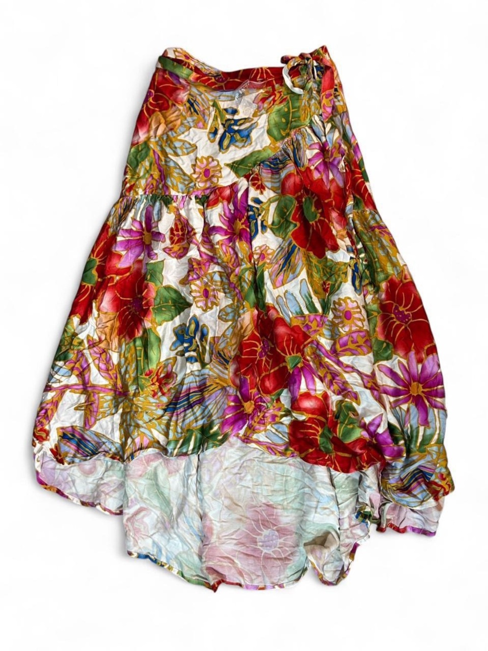 VTG Cynthia Rowley Silk Maxi Skirt Floral Tropical Boho Tiered Medium (Retired)